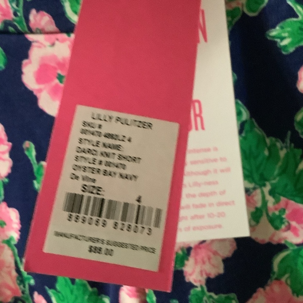 Lilly Pulitzer Darci knit Shorts - Pink and Green on Oyster Bay Navy - Picture 2 of 8
